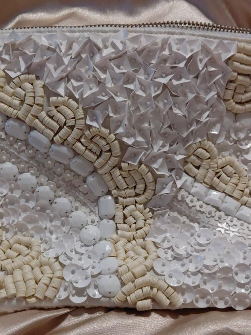 Jasper & Jeera Off White Beaded Cloth Clutch
